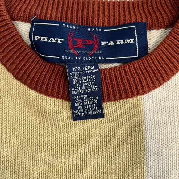 Phat Farm XXL Sweater Mountain Climber Beige Yellow Orange Baggy Pullover HipHop - Picture 2 of 16
